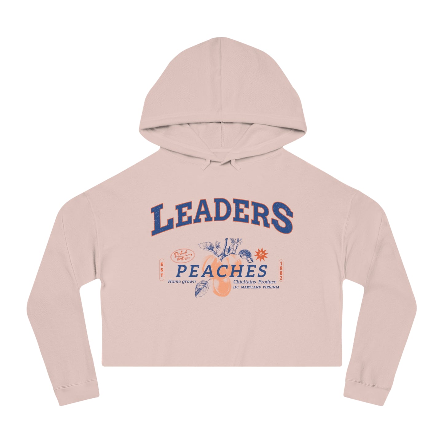 Women’s Cropped Hooded Sweatshirt with Peaches & Leaders Design