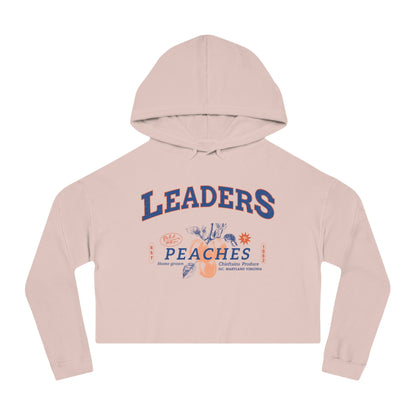 Women’s Cropped Hooded Sweatshirt with Peaches & Leaders Design