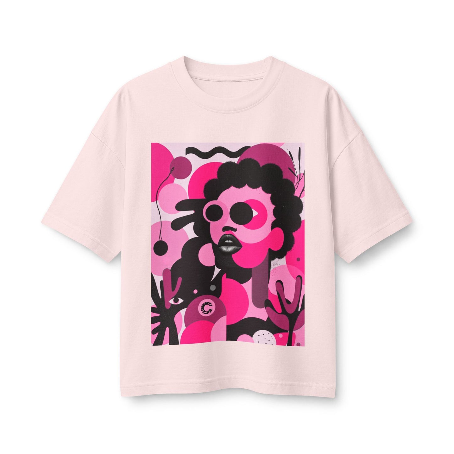 Afro Pop Art Tee — Bold Pink Retro Portrait Graphic T-Shirt