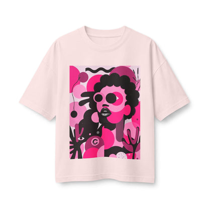 Afro Pop Art Tee — Bold Pink Retro Portrait Graphic T-Shirt