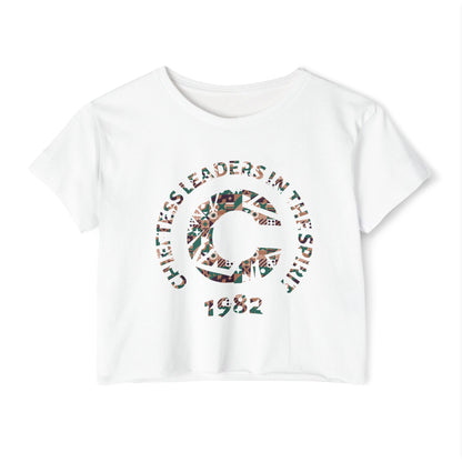 Women's Festival Crop Top — 'Chiefess Leaders in the Spirit 1982' Floral Logo Crop Tee