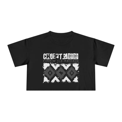 Crop Tee — Rustic Tribal Graphic "Crafted From the Ashes"