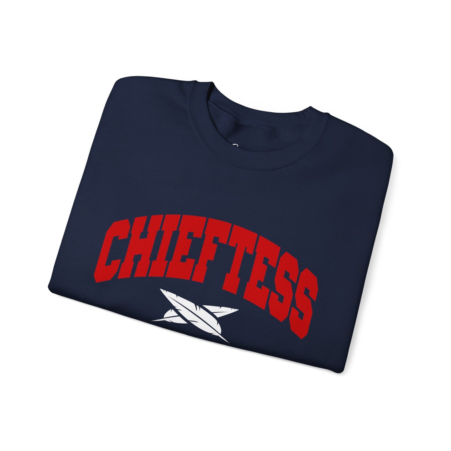 Chieftess Crewneck Sweatshirt — Bold Red Collegiate Graphic