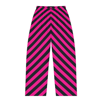 Women's Pink & Black Diagonal Stripe Lounge Pants — Cozy Lounge Sleepwear