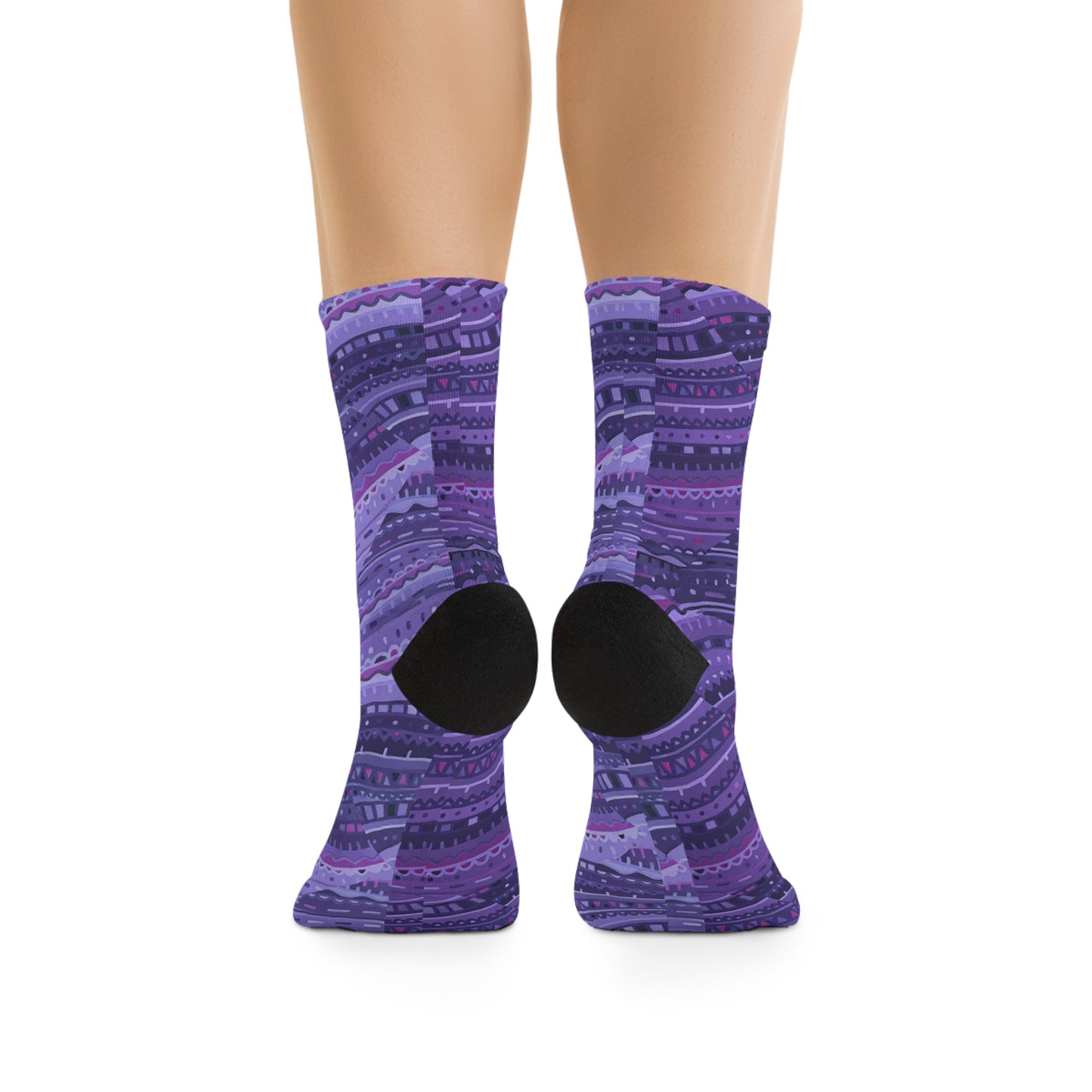 Eco-Friendly Patterned Socks, Stylish Recycled Poly Socks