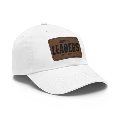 Follow the Leaders Dad Hat with Leather Patch - Stylish White Cap for Trendsetters
