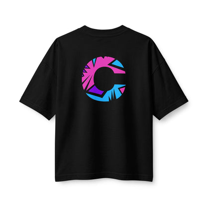 Abstract Face Graphic Tee — “Leaders in the Spirit” Neon Pink & Blue Shirt