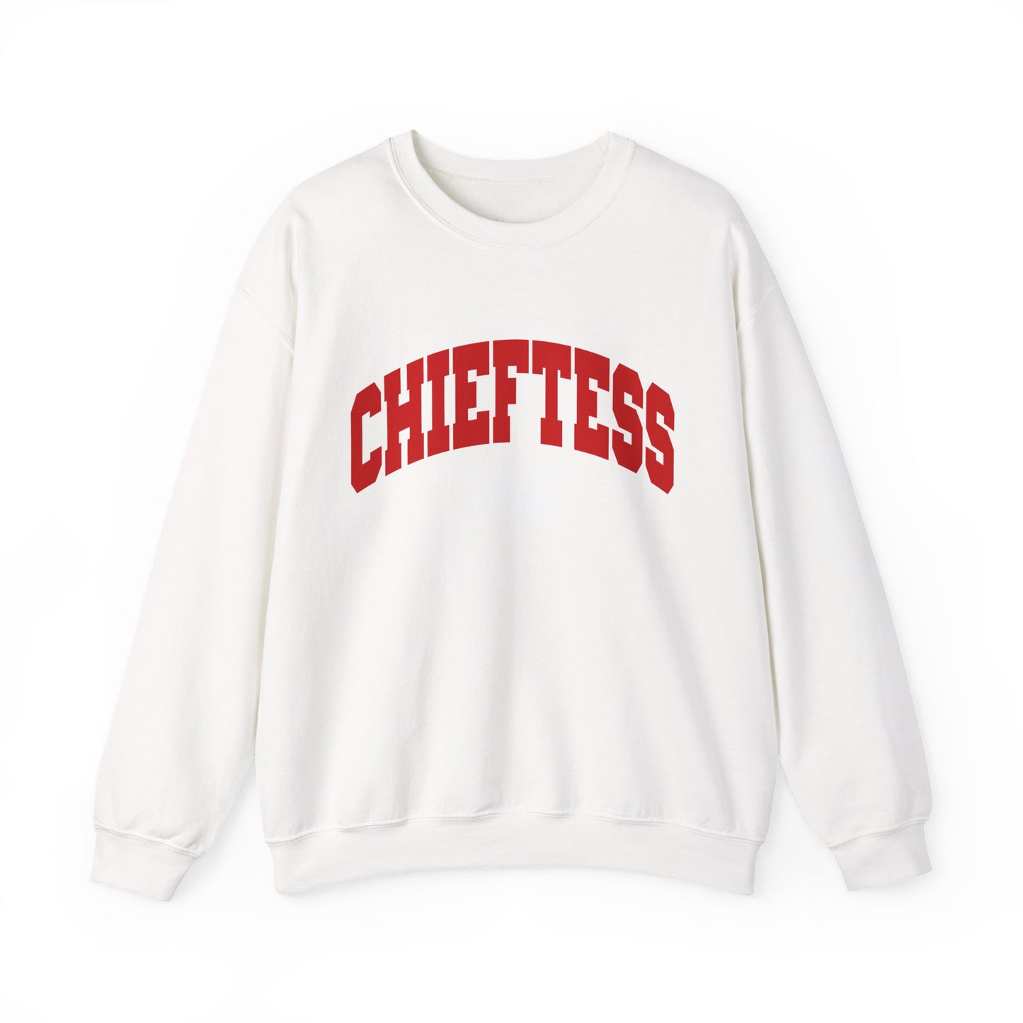 Chieftess Crewneck Sweatshirt — Bold Red Collegiate Graphic