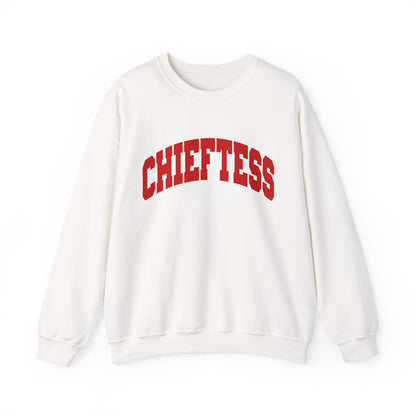 Chieftess Crewneck Sweatshirt — Bold Red Collegiate Graphic