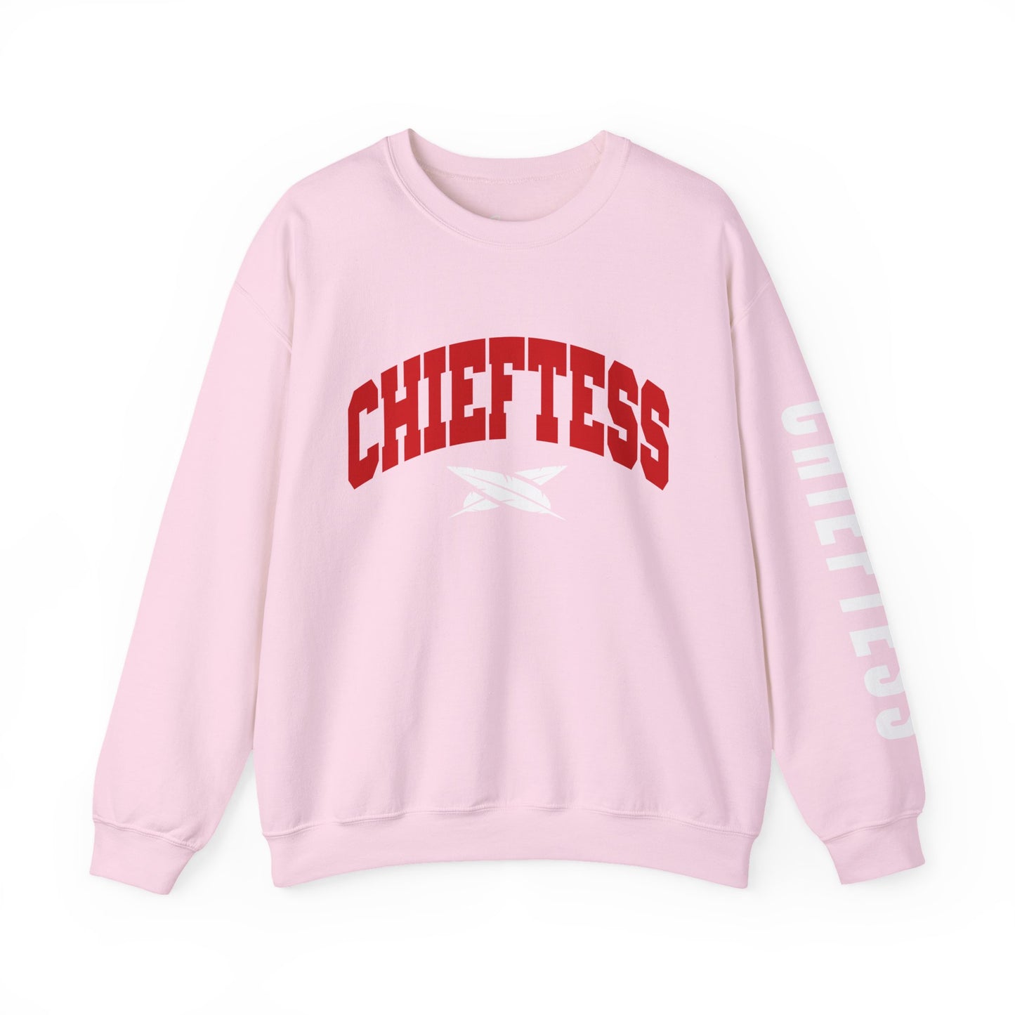 Chieftess Crewneck Sweatshirt — Bold Red Collegiate Graphic