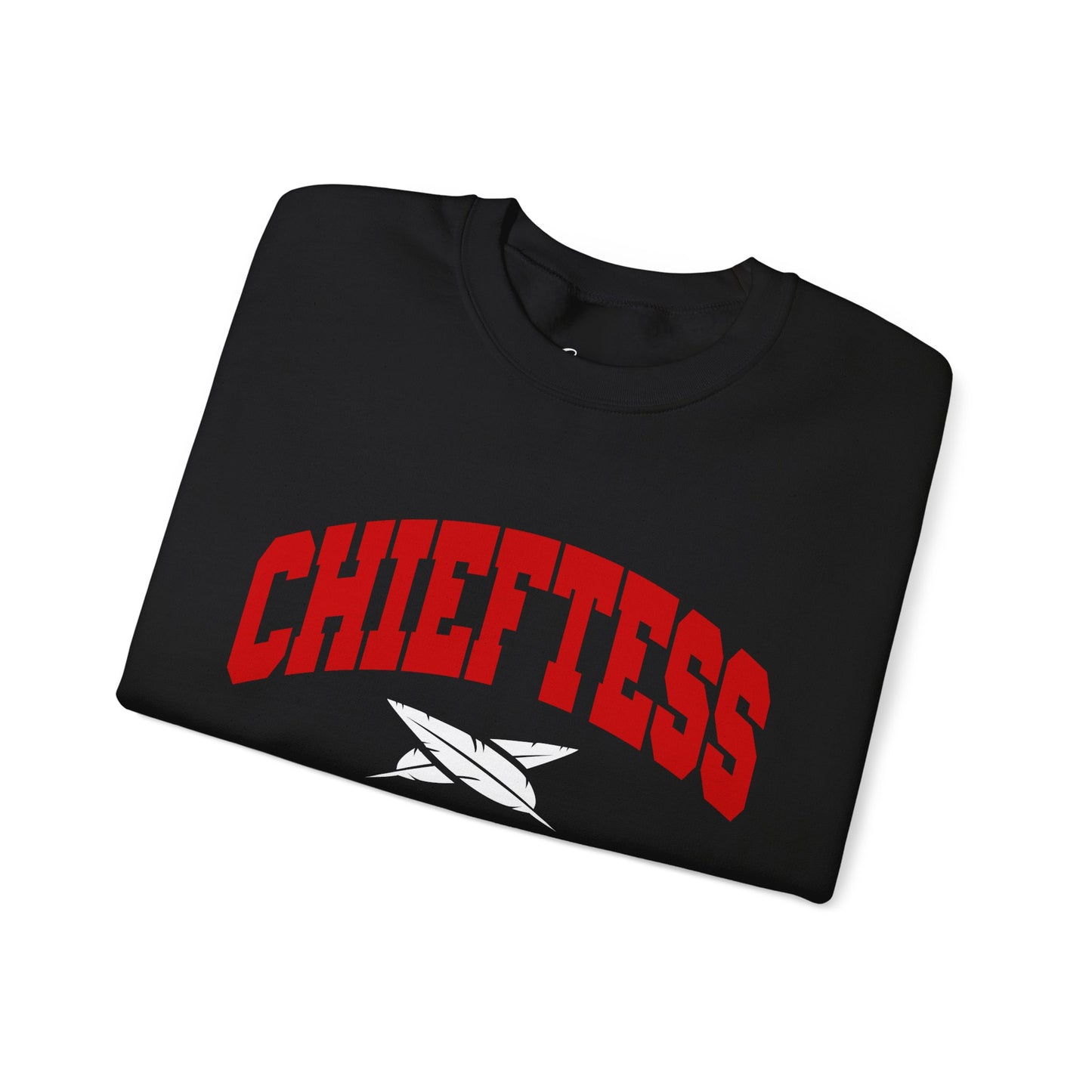Chieftess Crewneck Sweatshirt — Bold Red Collegiate Graphic