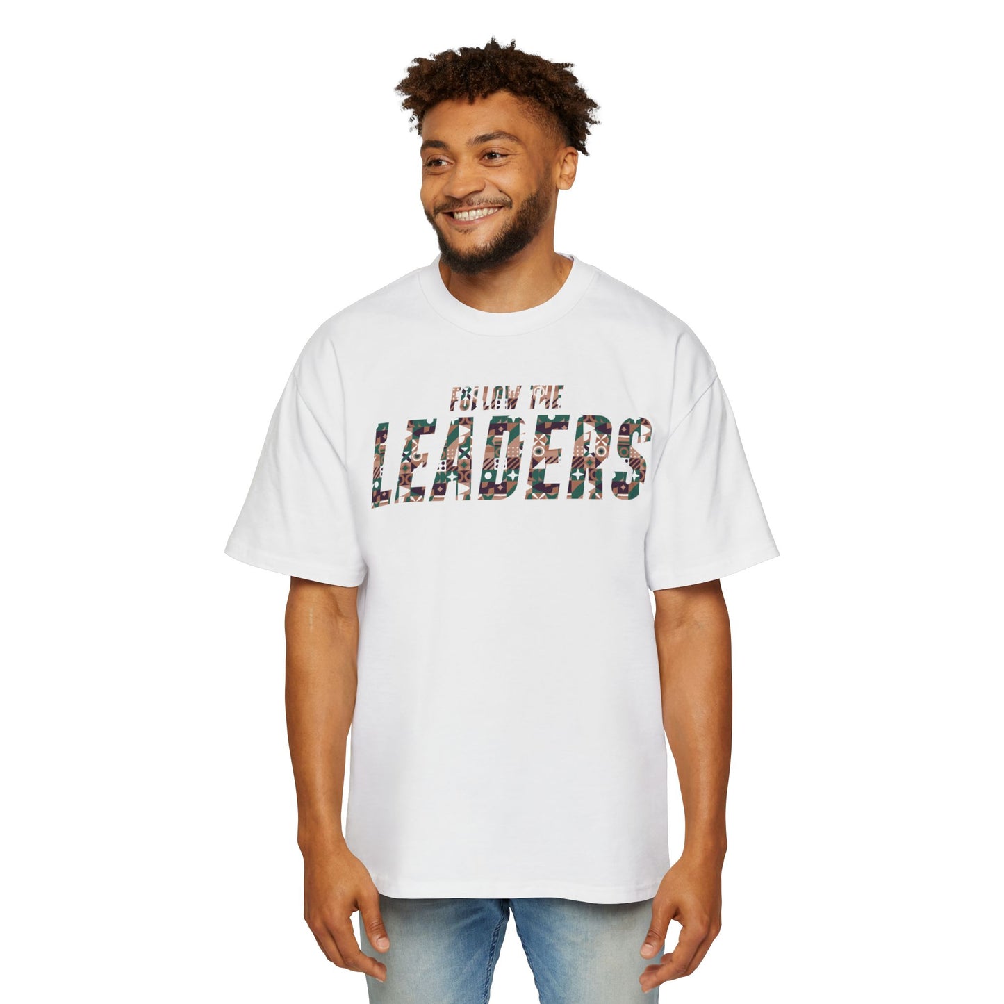 Men's Heavy Oversized Chieftain Follow The Leader pattern Tee