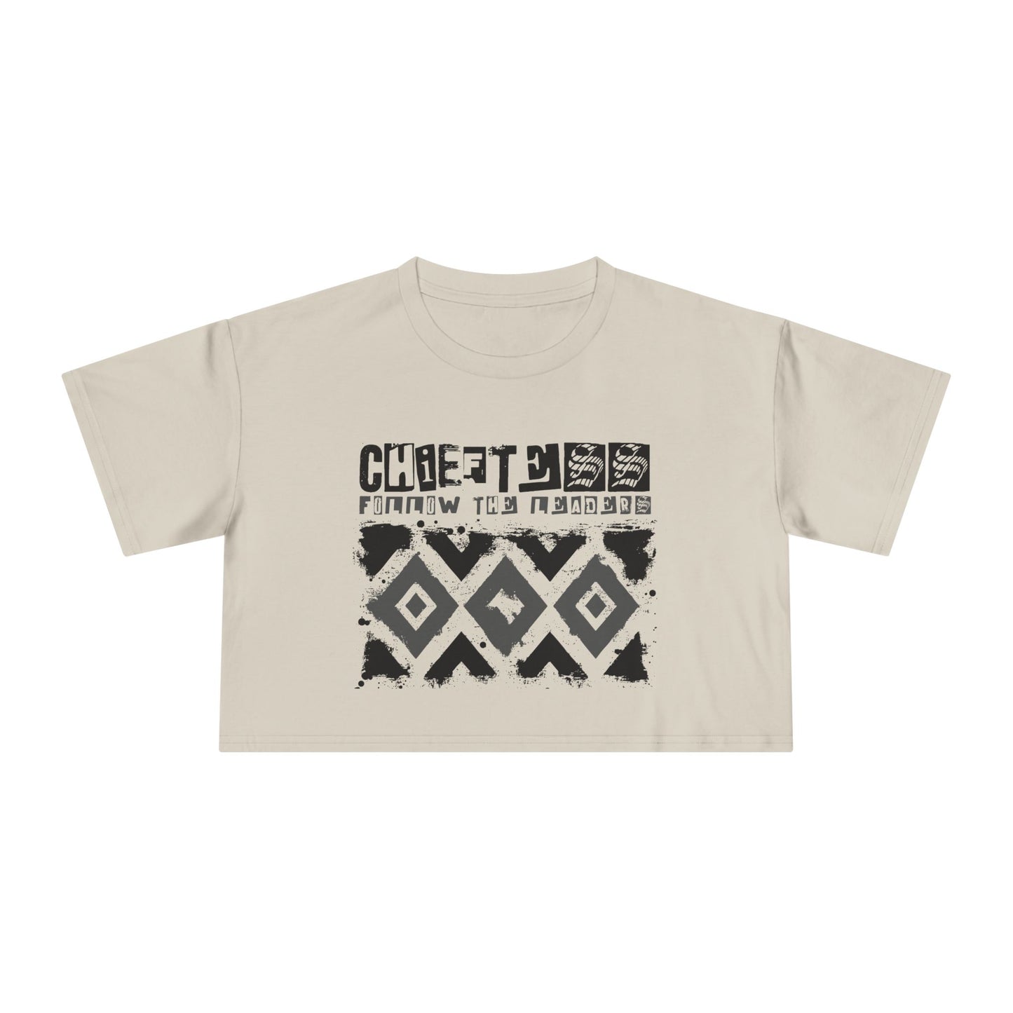Crop Tee — Rustic Tribal Graphic "Crafted From the Ashes"