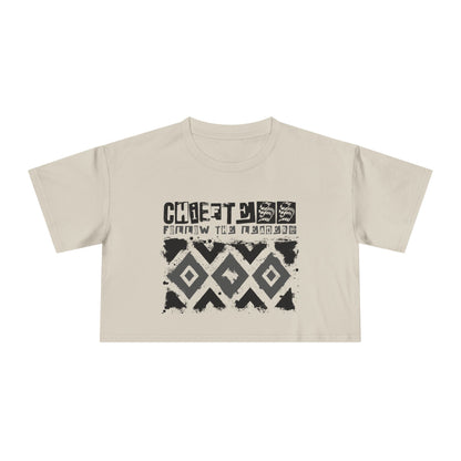 Crop Tee — Rustic Tribal Graphic "Crafted From the Ashes"
