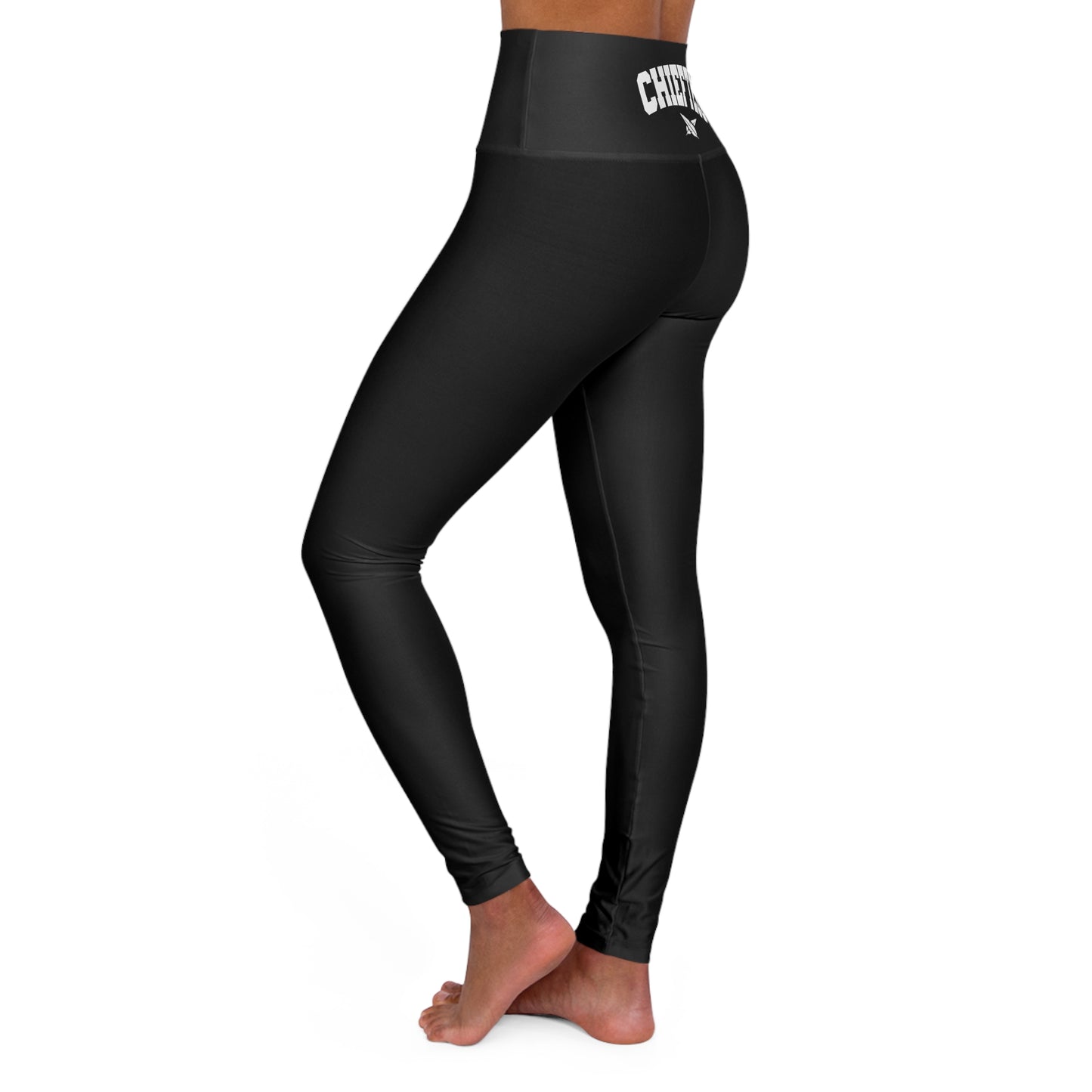 High-Waisted Yoga Leggings — 'Chieftess' Printed Waistband