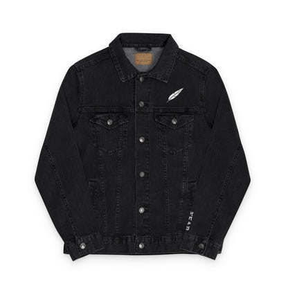 Unisex Embroidered Denim Jacket - Stylish Black Outerwear
