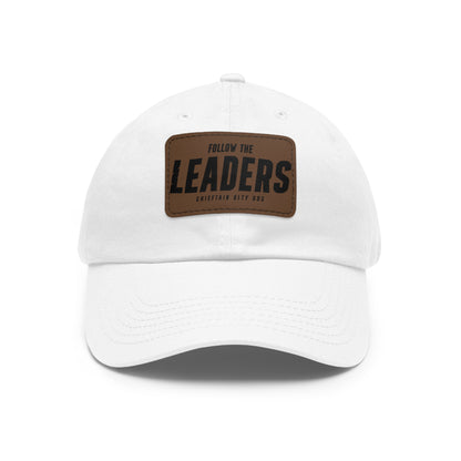 Follow the Leaders Dad Hat with Leather Patch - Stylish White Cap for Trendsetters