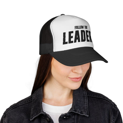 Follow The Leaders Trucker Hat Black and White