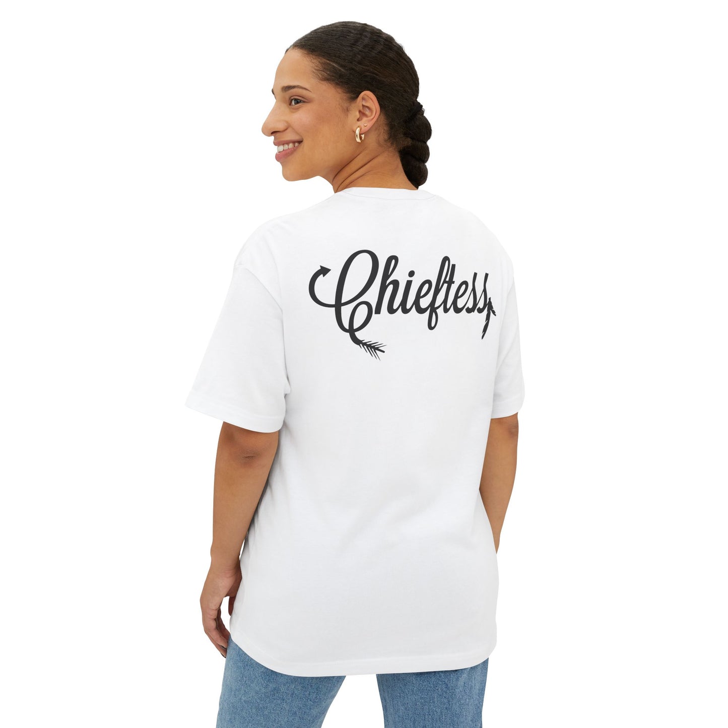 Bold Chieftess Graphic Oversized Tee - Trendy Statement T-Shirt for Everyday Style