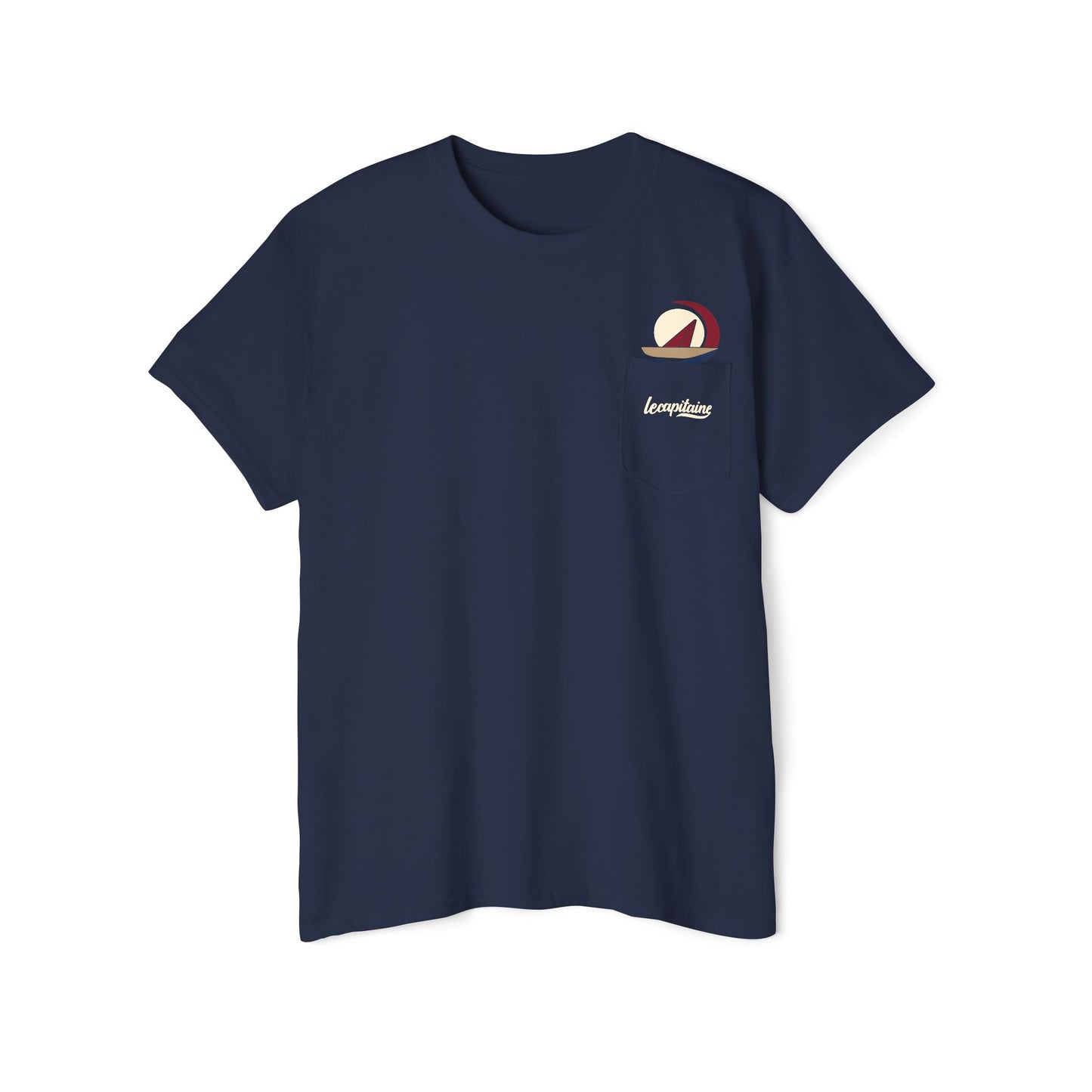 Pocket Tee — Retro Sailboat Pocket Logo T‑Shirt