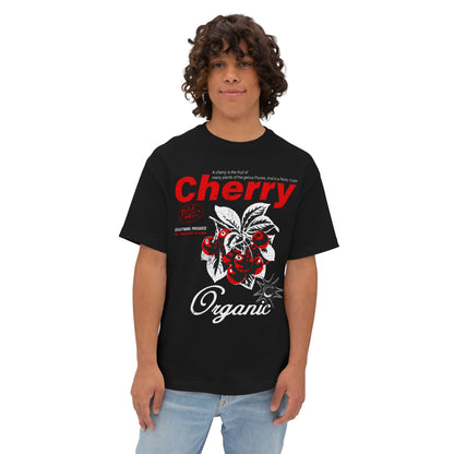 Cherry Graphic Tee — Vintage Red Cherry Illustration Oversized Boxy T-Shirt