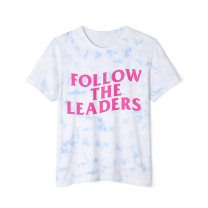 Tie-Dye T-Shirt — "FOLLOW THE LEADERS" Pink Graphic Crewneck