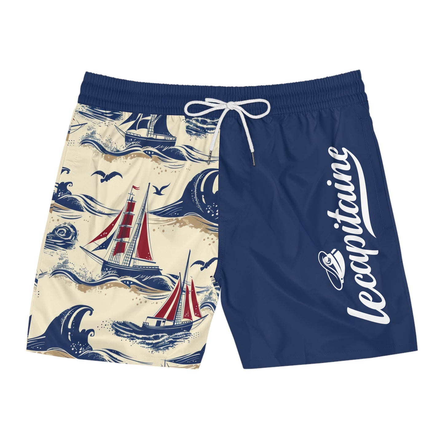 Nautical Captain Swim Shorts — Vintage Yacht Club Print
