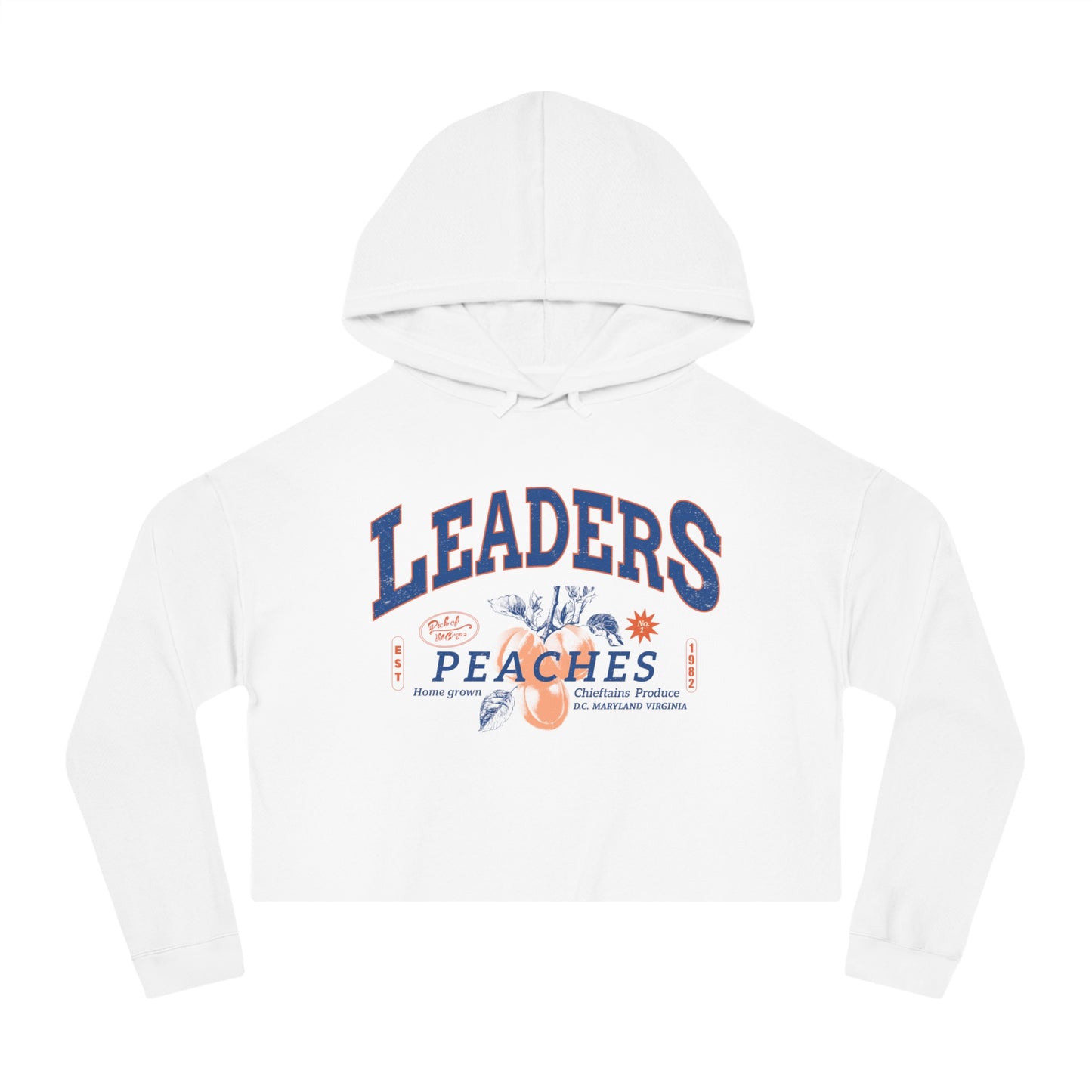Women’s Cropped Hooded Sweatshirt with Peaches & Leaders Design