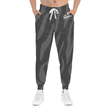 Charcoal Camo Athletic Joggers — All-Over Print Casual Track Pants