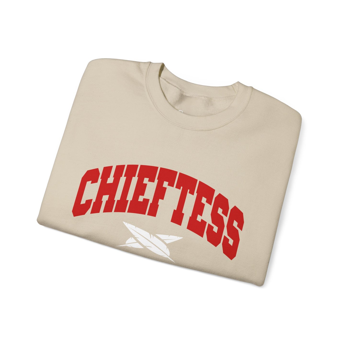 Chieftess Crewneck Sweatshirt — Bold Red Collegiate Graphic