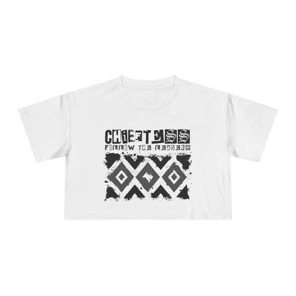 Crop Tee — Rustic Tribal Graphic "Crafted From the Ashes"