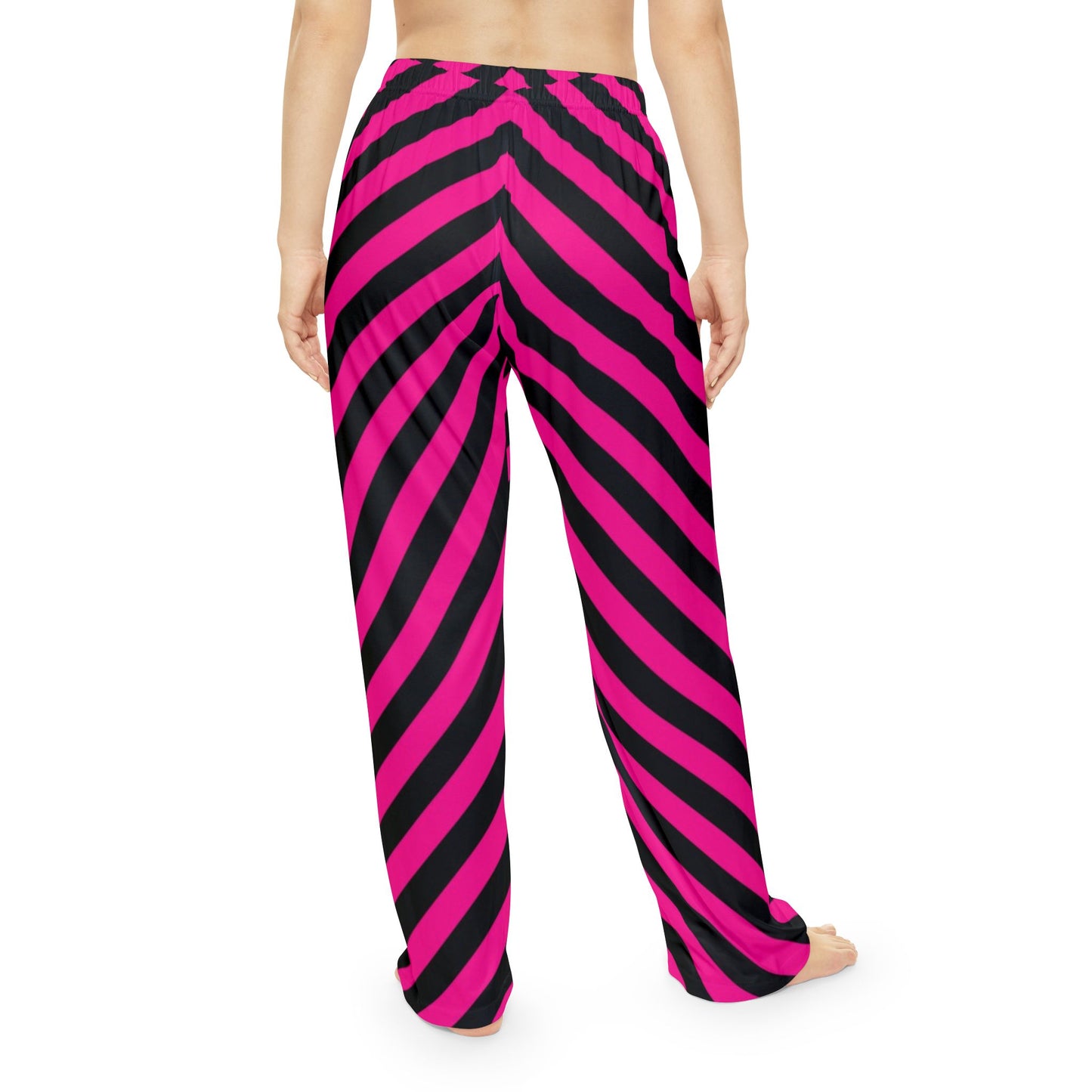 Women's Pink & Black Diagonal Stripe Lounge Pants — Cozy Lounge Sleepwear