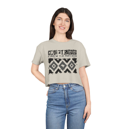 Crop Tee — Rustic Tribal Graphic "Crafted From the Ashes"