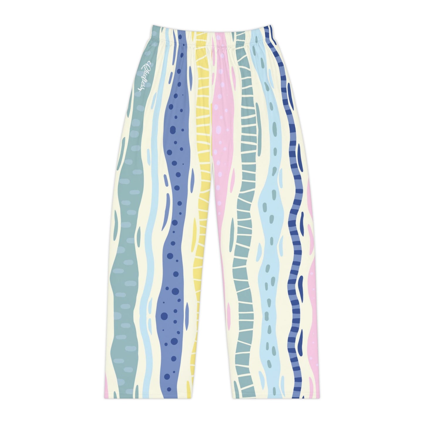 Chieftess Pastel Wave Lounge Pants - Soft Striped Lounge Sleep Trousers