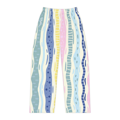 Chieftess Pastel Wave Lounge Pants - Soft Striped Lounge Sleep Trousers