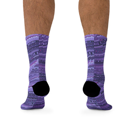 Eco-Friendly Patterned Socks, Stylish Recycled Poly Socks