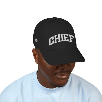 Chief Embroidered Baseball Cap — Organic Cotton, Vintage Script