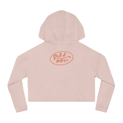 Women’s Cropped Hooded Sweatshirt with Peaches & Leaders Design