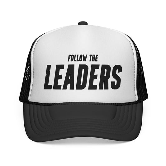 Follow The Leaders Trucker Hat Black and White