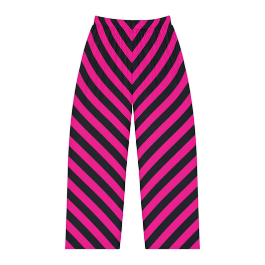 Women's Pink & Black Diagonal Stripe Lounge Pants — Cozy Lounge Sleepwear