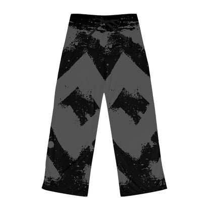 Women’s Grunge Chevron Lounge Pants — Black & Gray All-Over Print Lounge Trousers