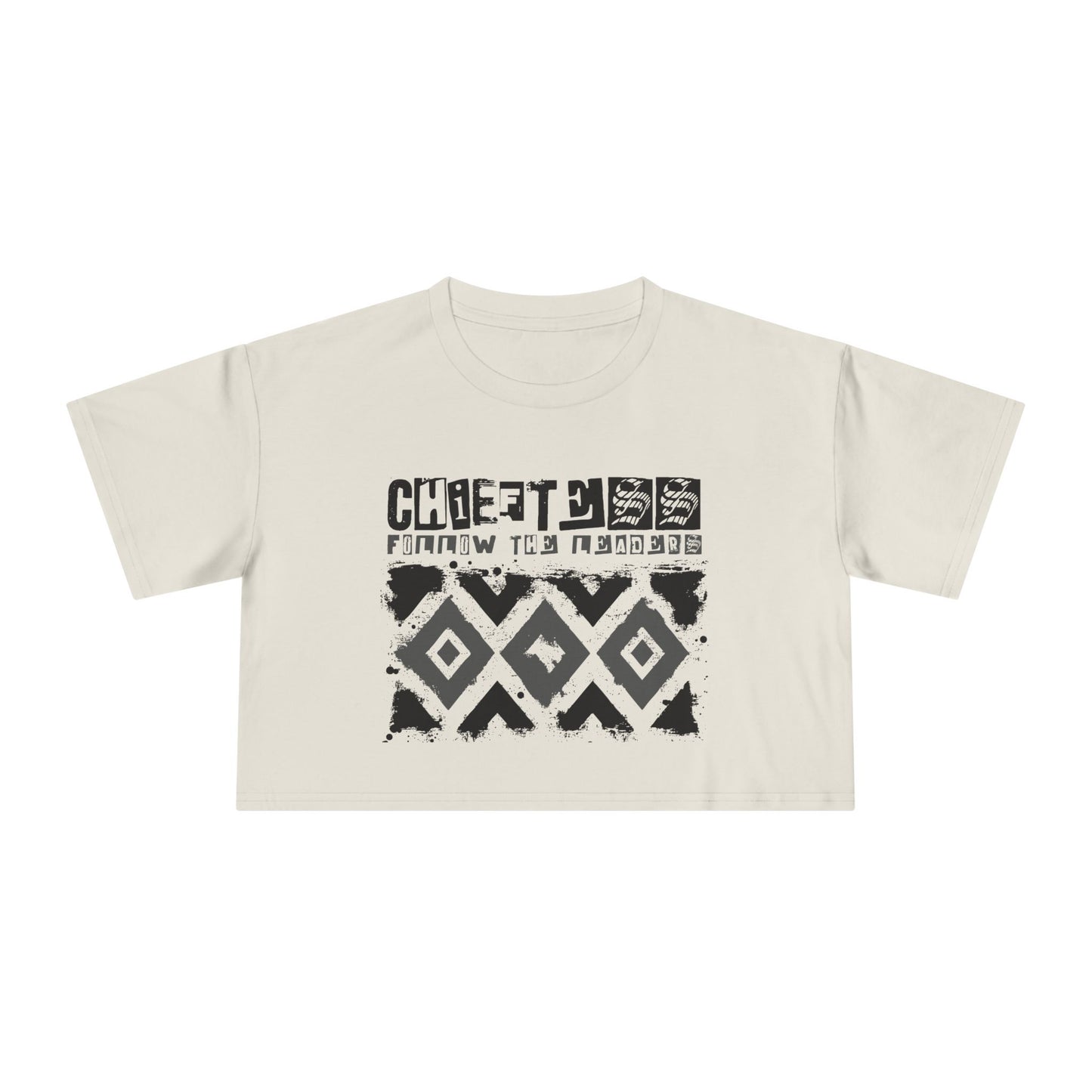 Crop Tee — Rustic Tribal Graphic "Crafted From the Ashes"