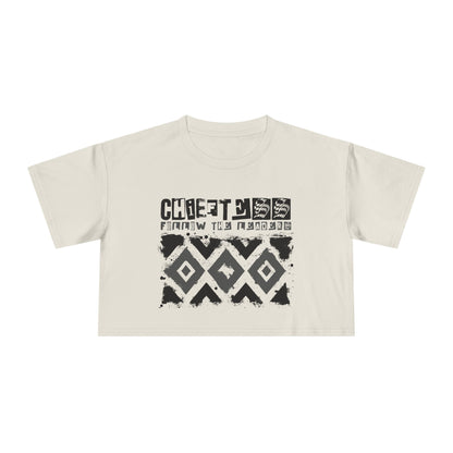 Crop Tee — Rustic Tribal Graphic "Crafted From the Ashes"