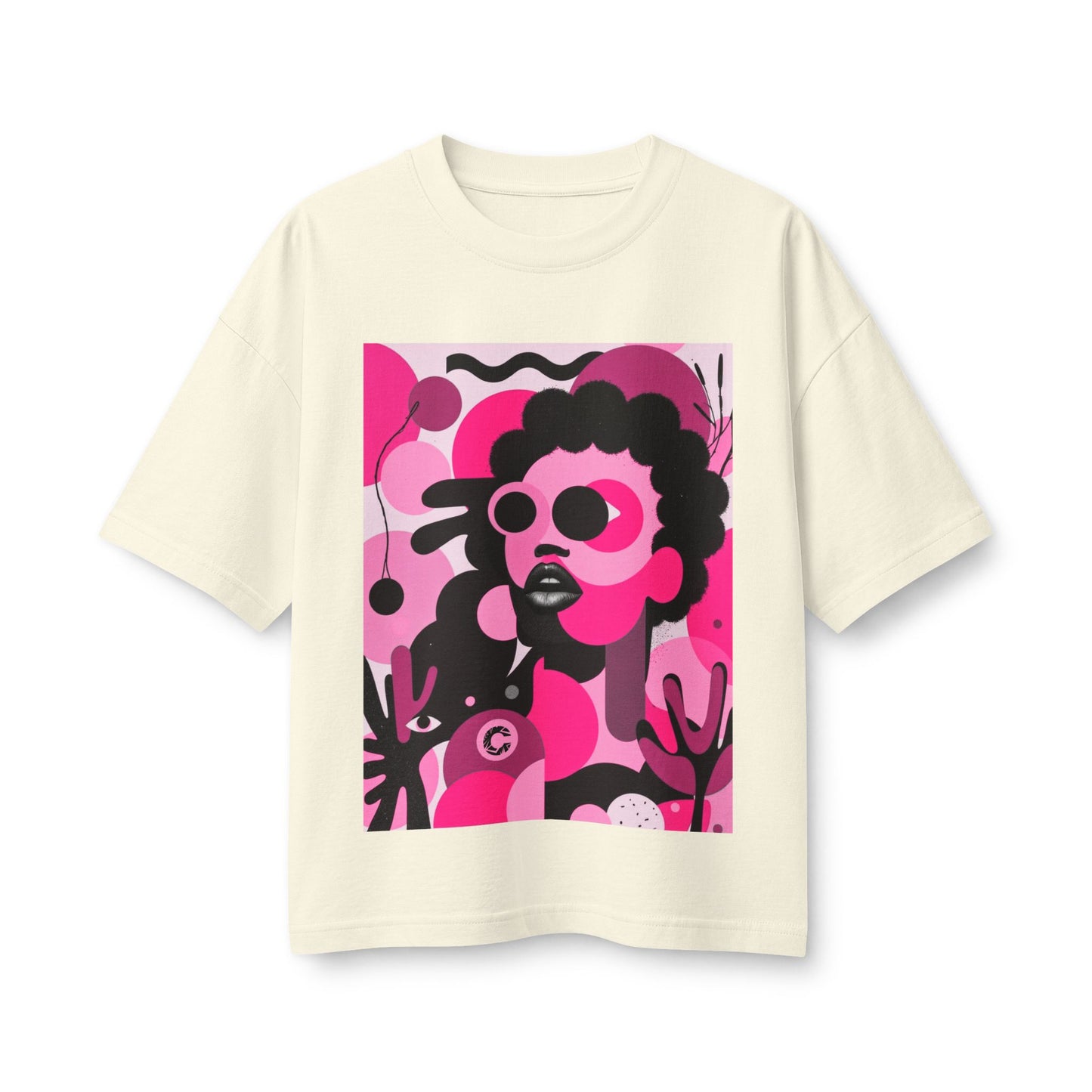 Afro Pop Art Tee — Bold Pink Retro Portrait Graphic T-Shirt