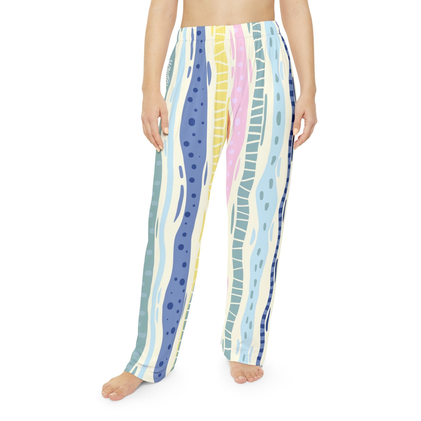 Chieftess Pastel Wave Lounge Pants - Soft Striped Lounge Sleep Trousers