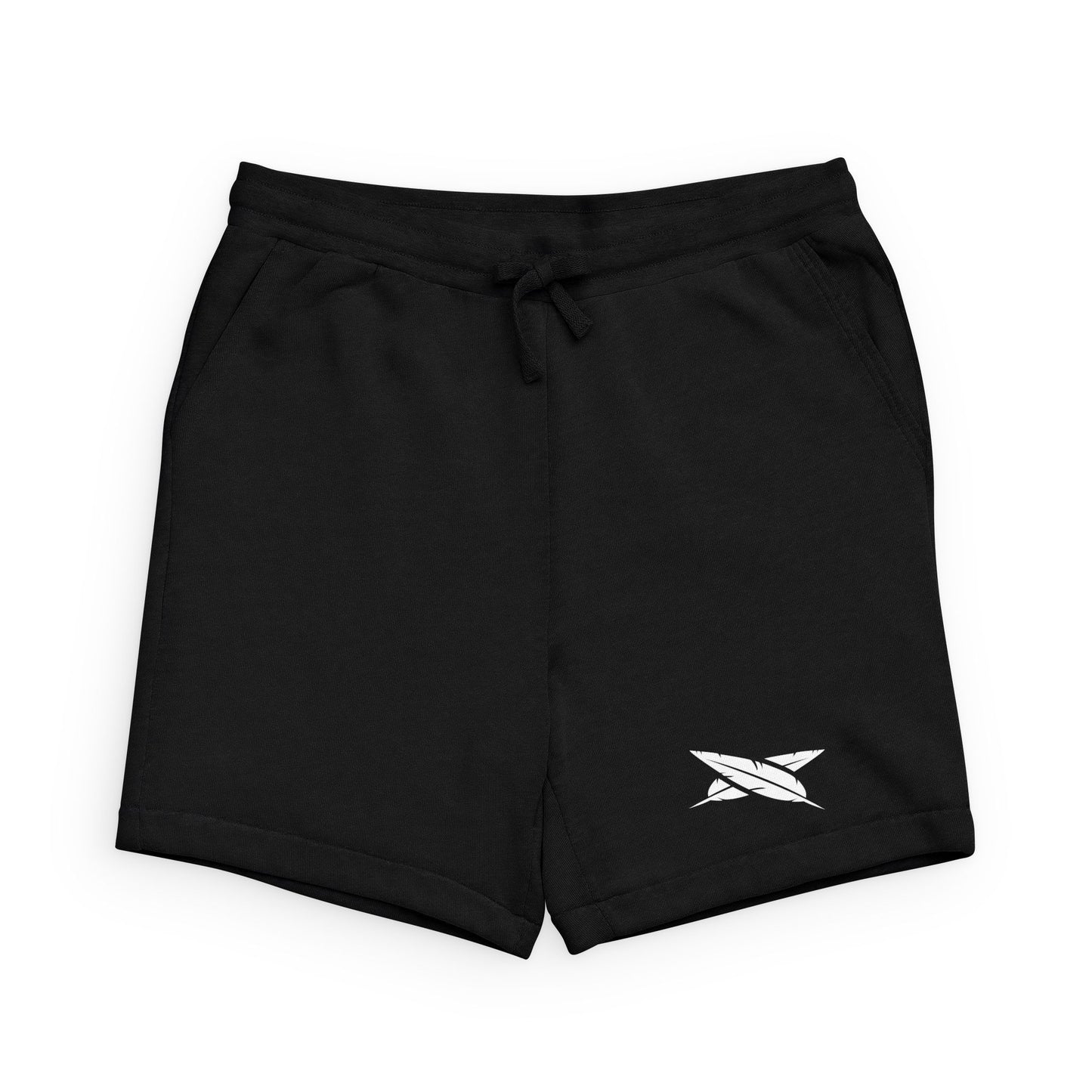 Cross Feathers  Logo Sweatshorts — Black Sponge Fleece