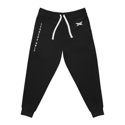 Athletic Joggers — Minimal Black Performance Sweatpants with Side Text & Wing Logo