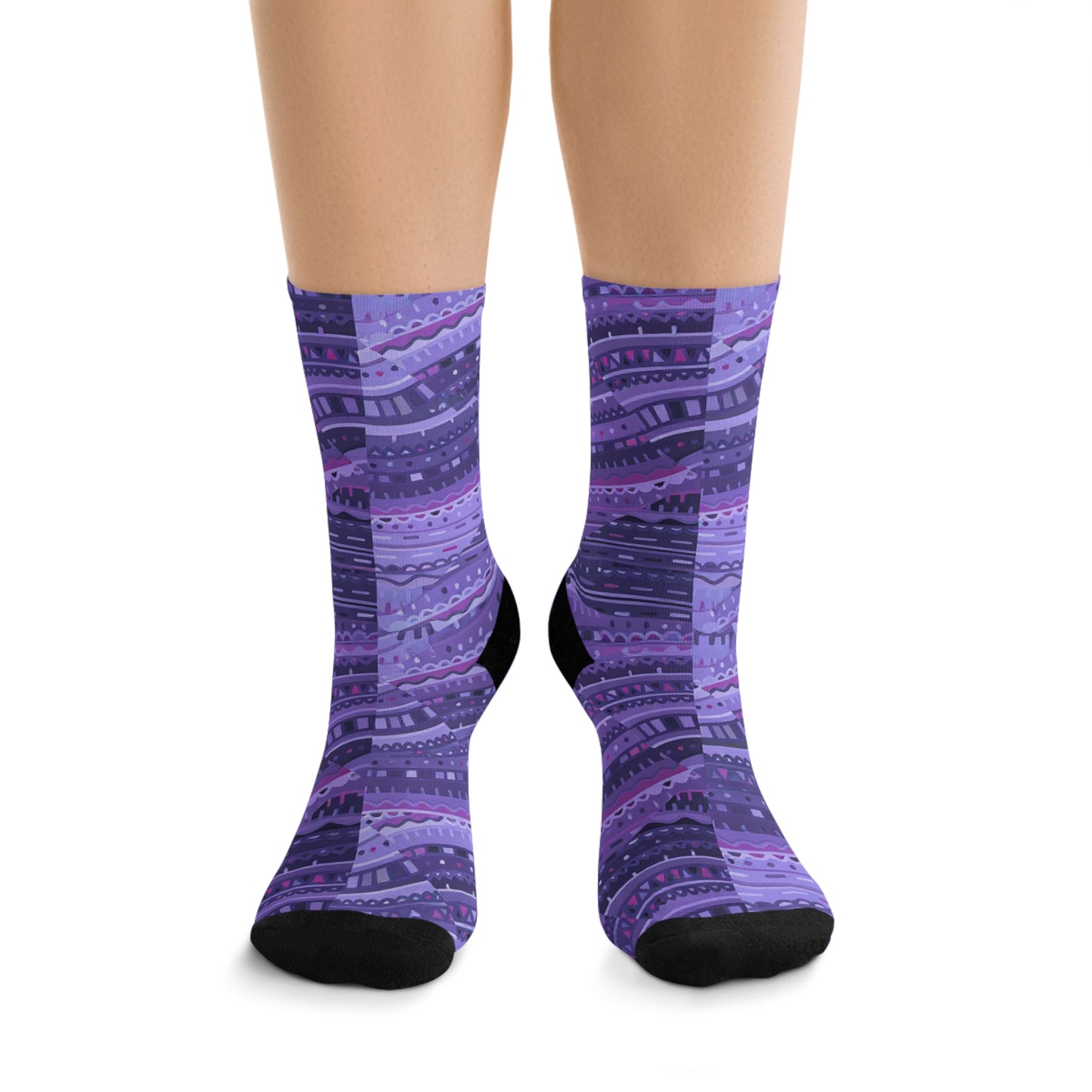 Eco-Friendly Patterned Socks, Stylish Recycled Poly Socks