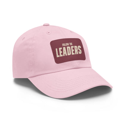 Follow the Leaders Dad Hat with Leather Patch - Stylish White Cap for Trendsetters