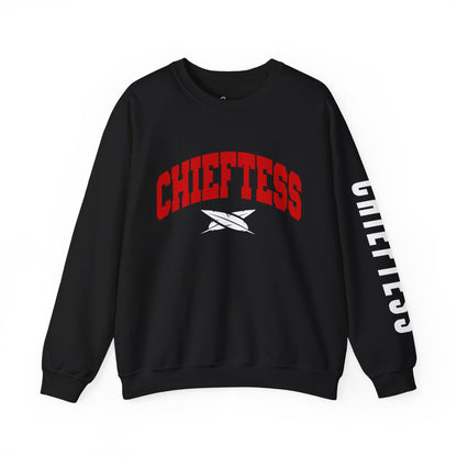 Chieftess Crewneck Sweatshirt — Bold Red Collegiate Graphic